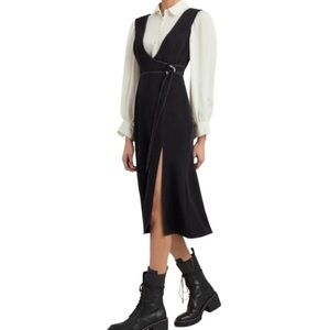 Cinq a Sept Women's Black Ambre Combo Crepe Shirt Dress Size 6 NWOT